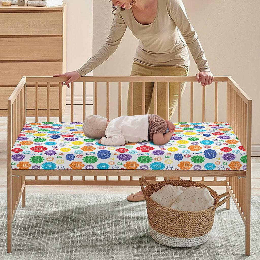 Seven Chakra Symbols Pattern Print Baby Crib Sheet