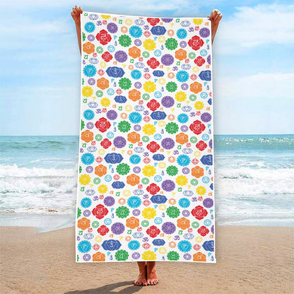 Seven Chakra Symbols Pattern Print Beach Towel