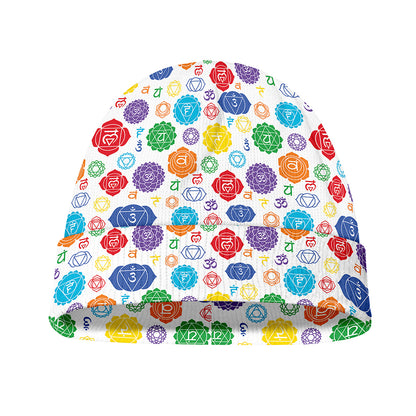 Seven Chakra Symbols Pattern Print Beanie