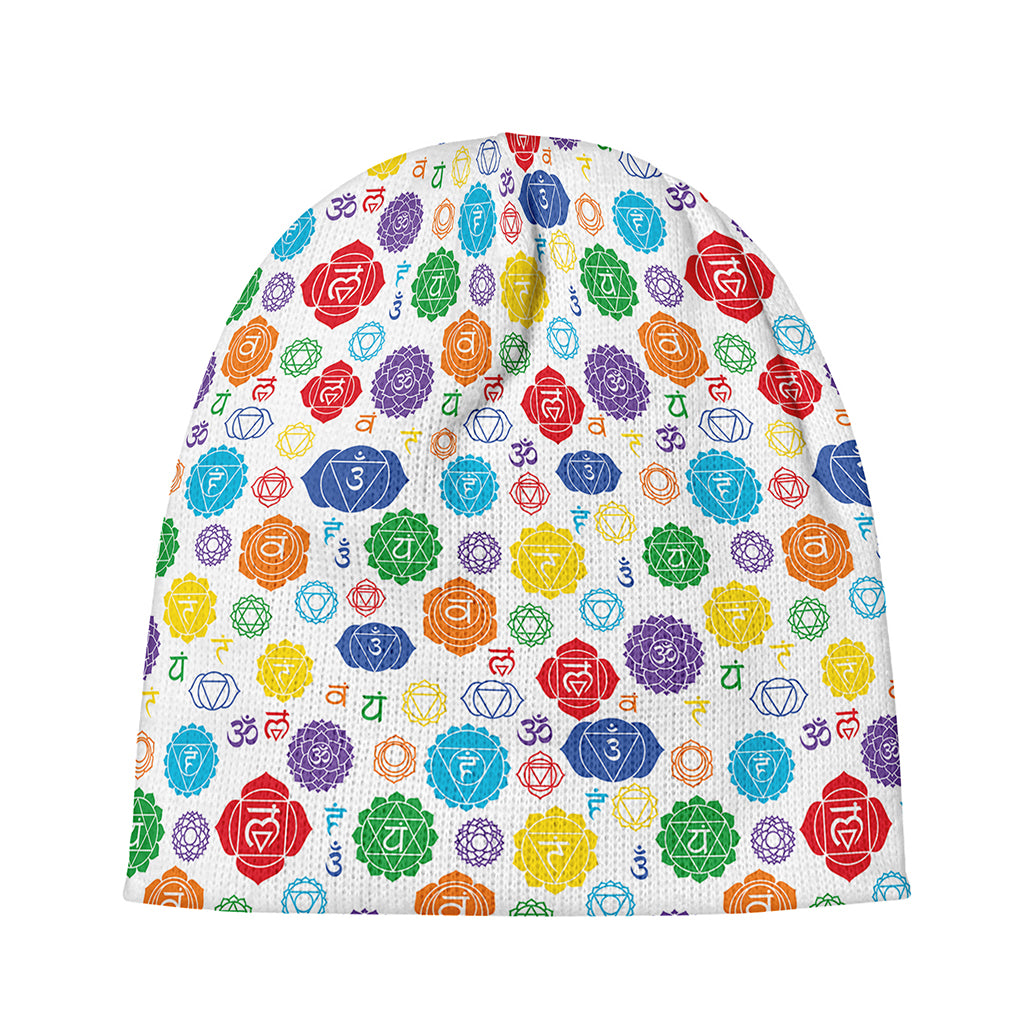 Seven Chakra Symbols Pattern Print Beanie