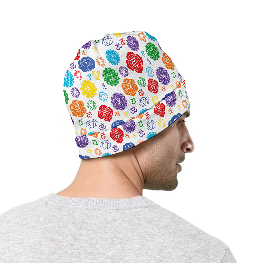 Seven Chakra Symbols Pattern Print Beanie