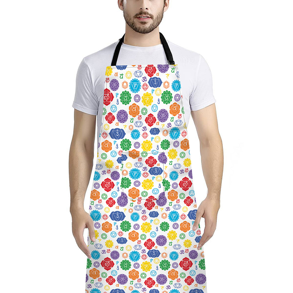 Seven Chakra Symbols Pattern Print Bib Apron With Pocket