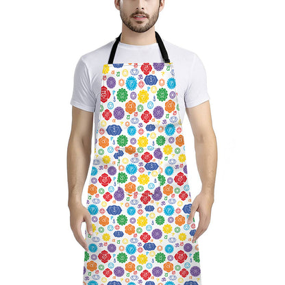 Seven Chakra Symbols Pattern Print Bib Apron With Pocket