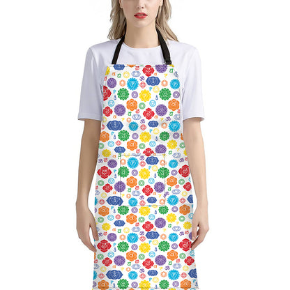 Seven Chakra Symbols Pattern Print Bib Apron With Pocket