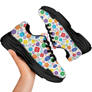 Seven Chakra Symbols Pattern Print Black Chunky Shoes