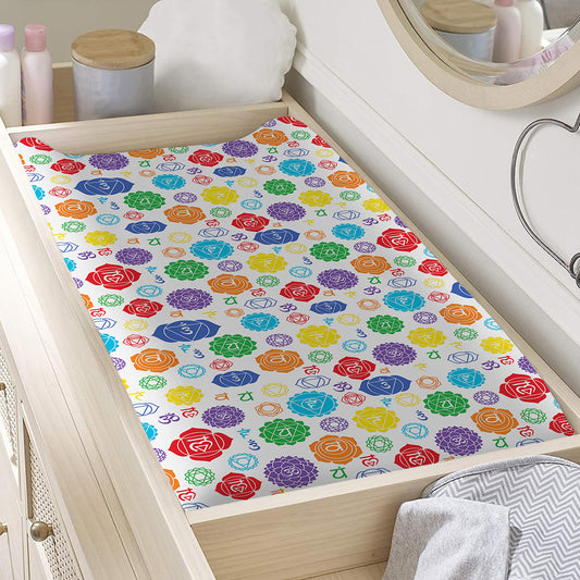 Seven Chakra Symbols Pattern Print Changing Pad Cover