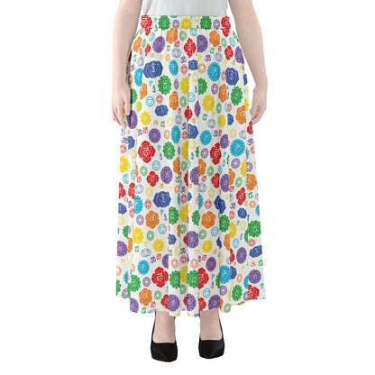 Seven Chakra Symbols Pattern Print Chiffon Maxi Skirt