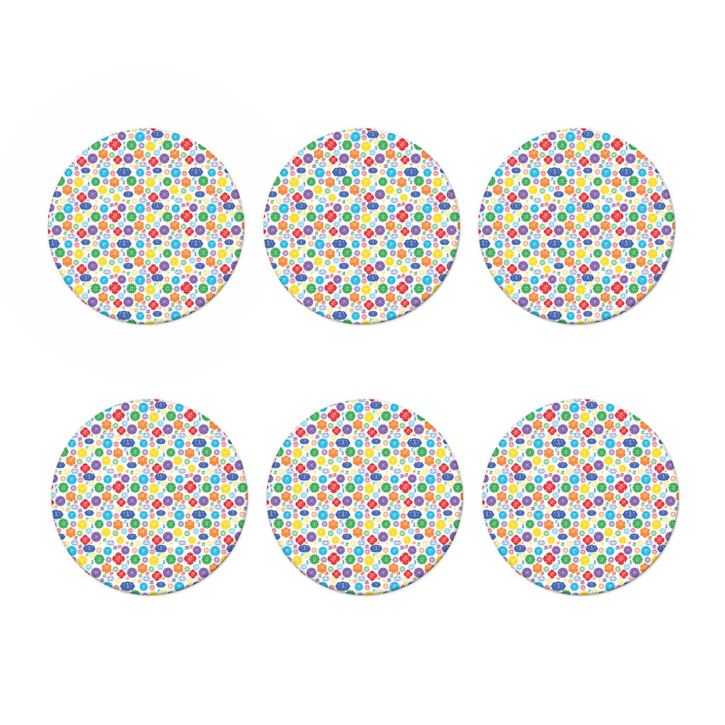 Seven Chakra Symbols Pattern Print Coaster Set