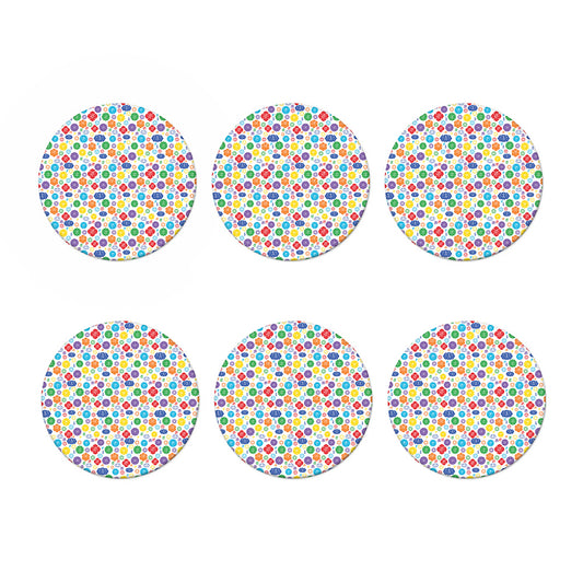 Seven Chakra Symbols Pattern Print Coaster Set