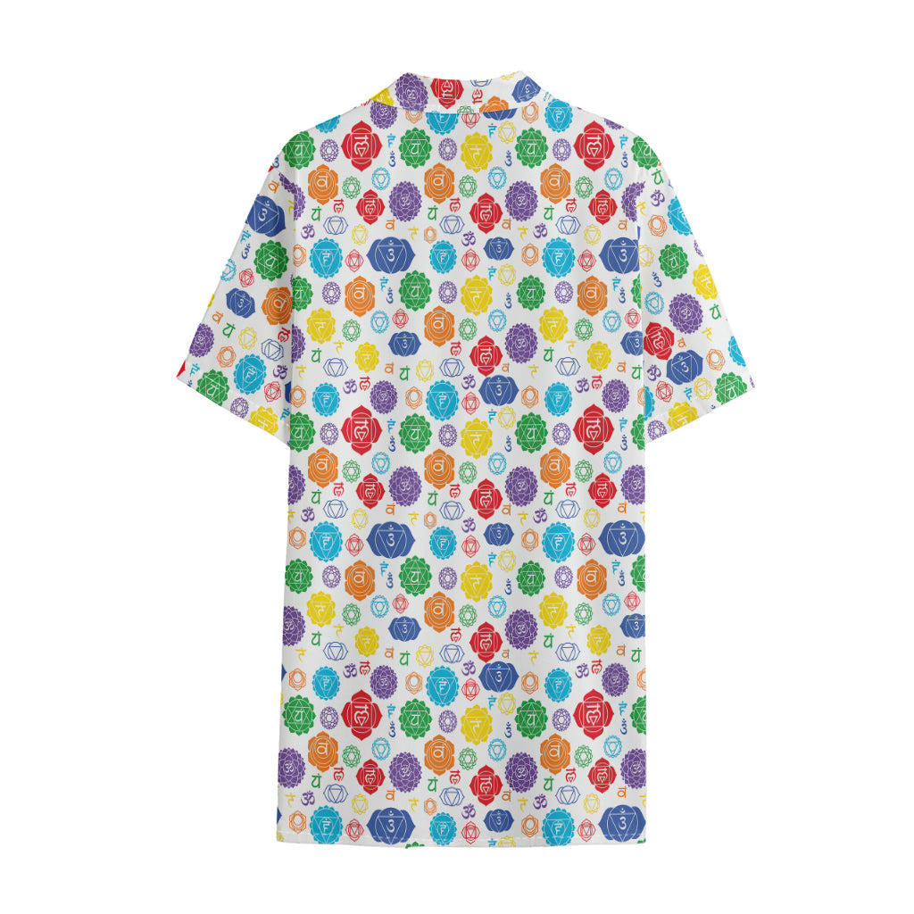 Seven Chakra Symbols Pattern Print Cotton Hawaiian Shirt