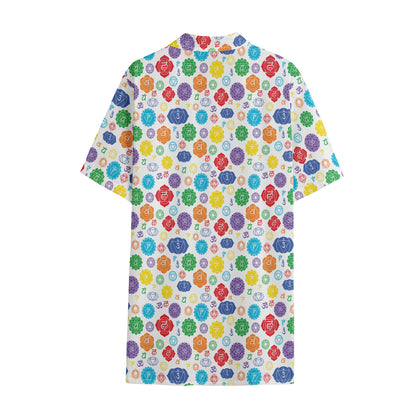 Seven Chakra Symbols Pattern Print Cotton Hawaiian Shirt