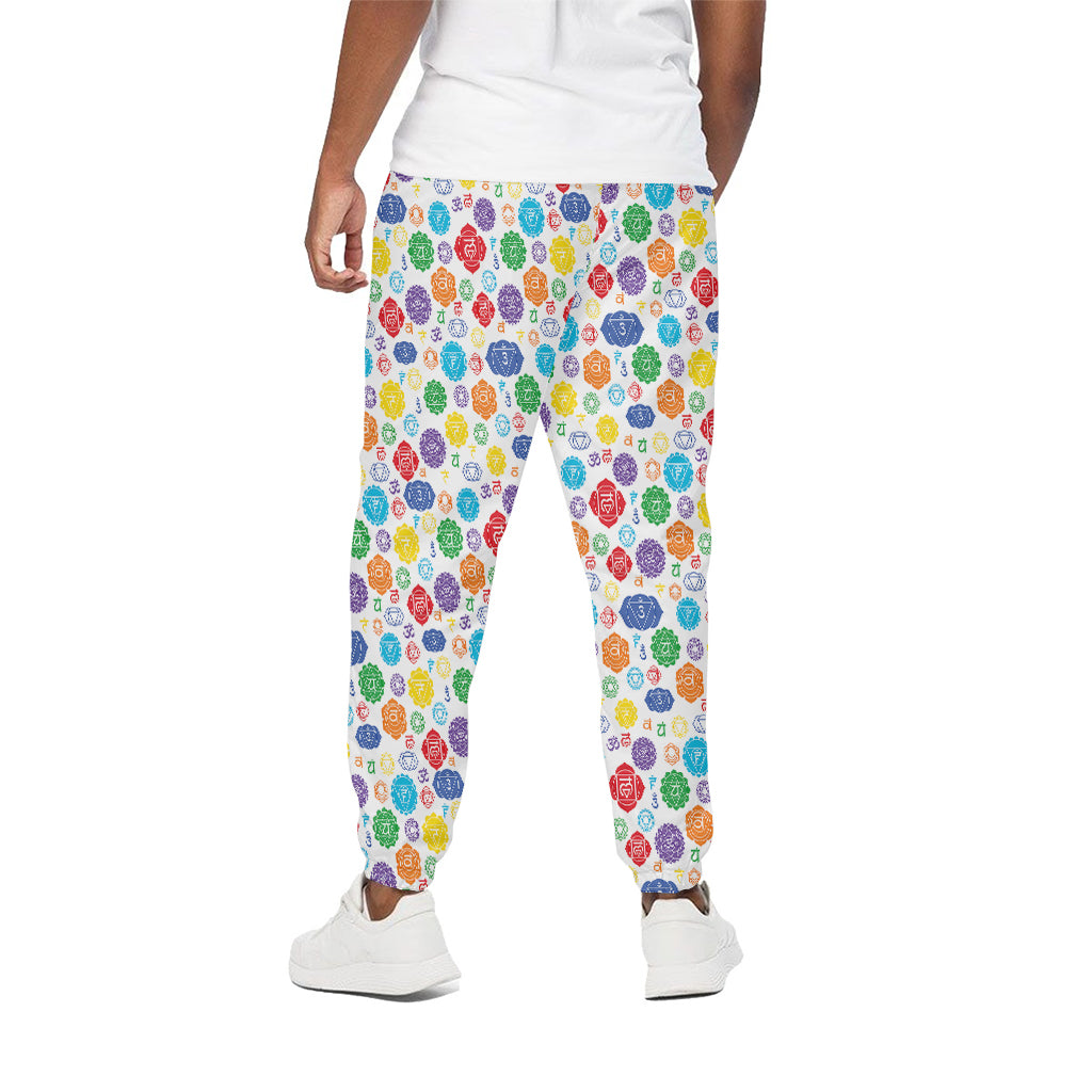 Seven Chakra Symbols Pattern Print Cotton Pants