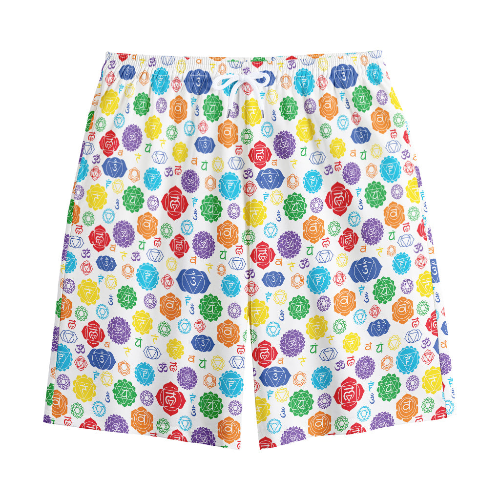 Seven Chakra Symbols Pattern Print Cotton Shorts