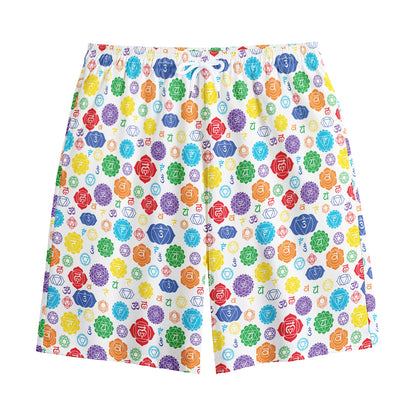 Seven Chakra Symbols Pattern Print Cotton Shorts