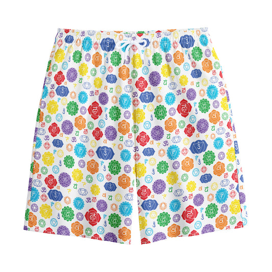 Seven Chakra Symbols Pattern Print Cotton Shorts