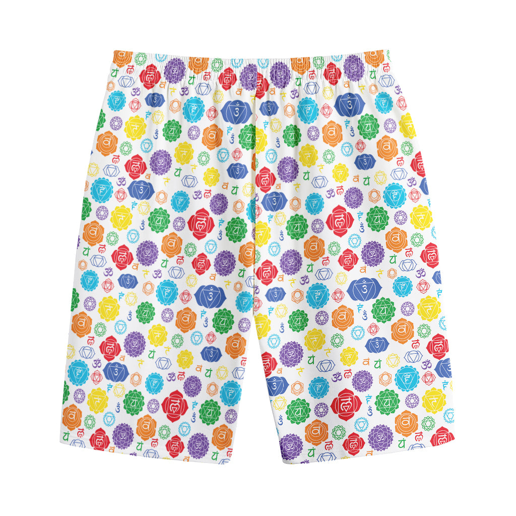 Seven Chakra Symbols Pattern Print Cotton Shorts