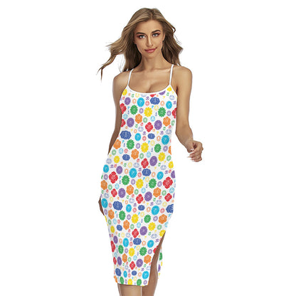 Seven Chakra Symbols Pattern Print Cross Back Cami Dress