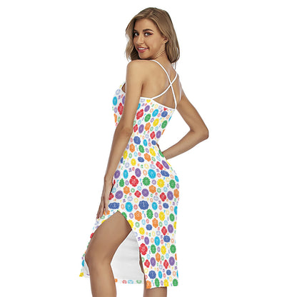 Seven Chakra Symbols Pattern Print Cross Back Cami Dress