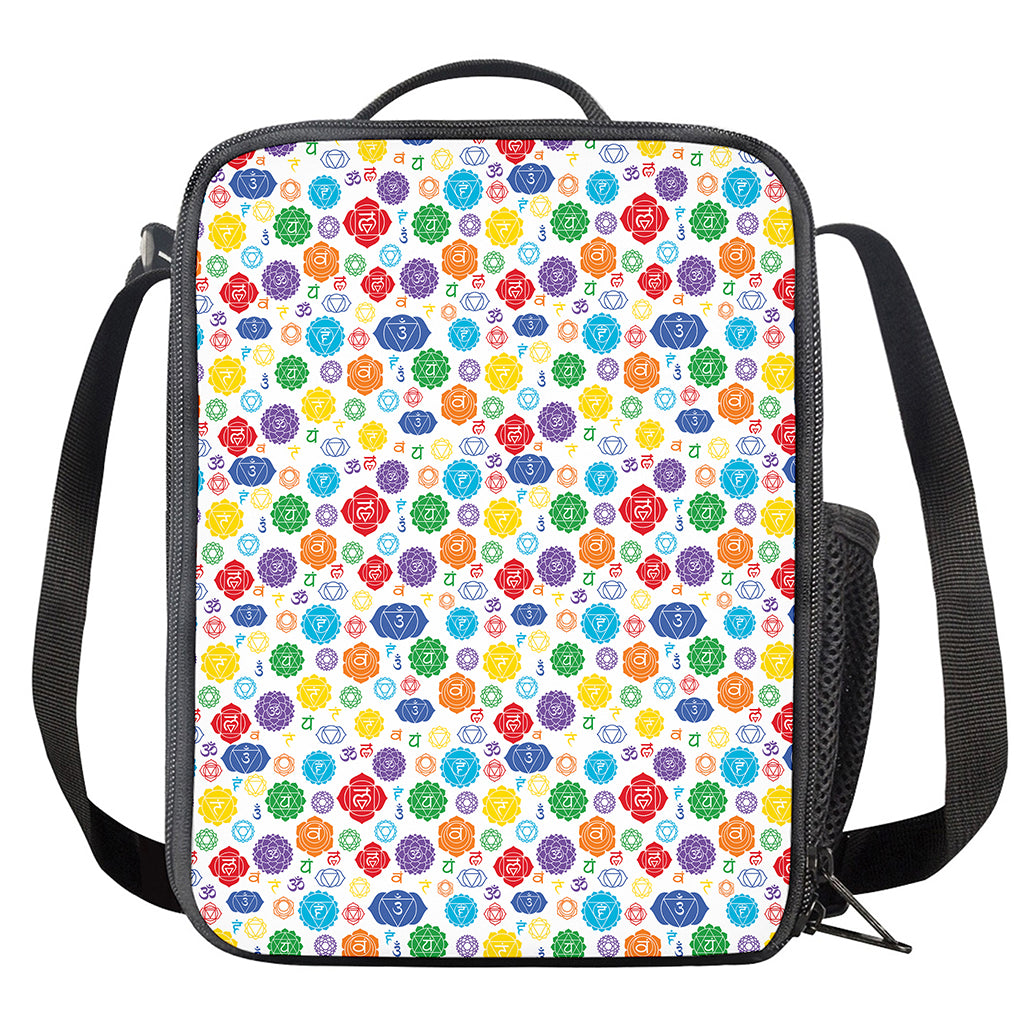 Seven Chakra Symbols Pattern Print Crossbody Lunch Bag