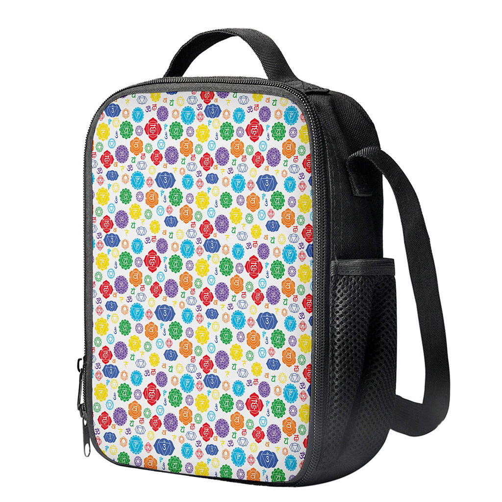 Seven Chakra Symbols Pattern Print Crossbody Lunch Bag