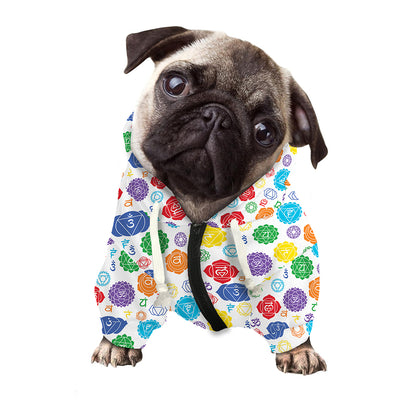 Seven Chakra Symbols Pattern Print Dog Zip Up Hoodie