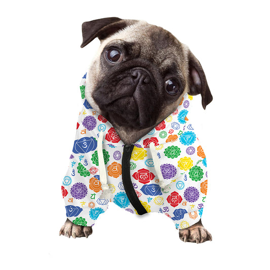 Seven Chakra Symbols Pattern Print Dog Zip Up Hoodie