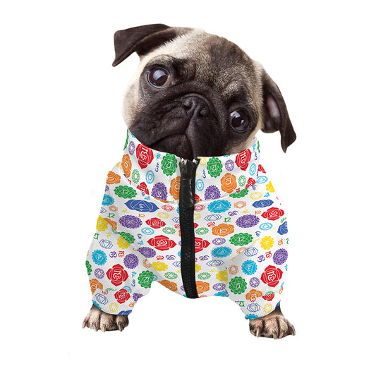 Seven Chakra Symbols Pattern Print Dog Zip Up Jacket