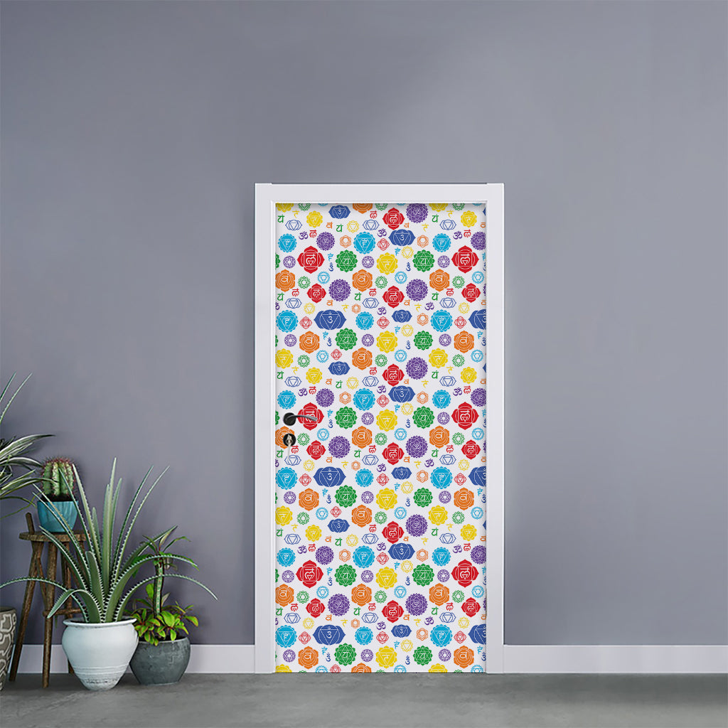 Seven Chakra Symbols Pattern Print Door Sticker