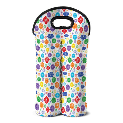 Seven Chakra Symbols Pattern Print Double Neoprene Wine Tote