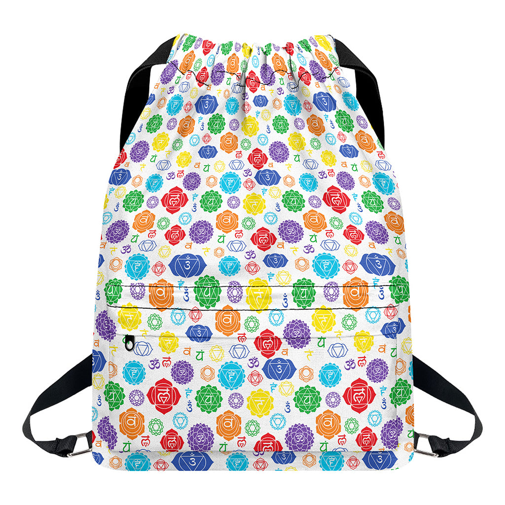 Seven Chakra Symbols Pattern Print Drawstring Backpack