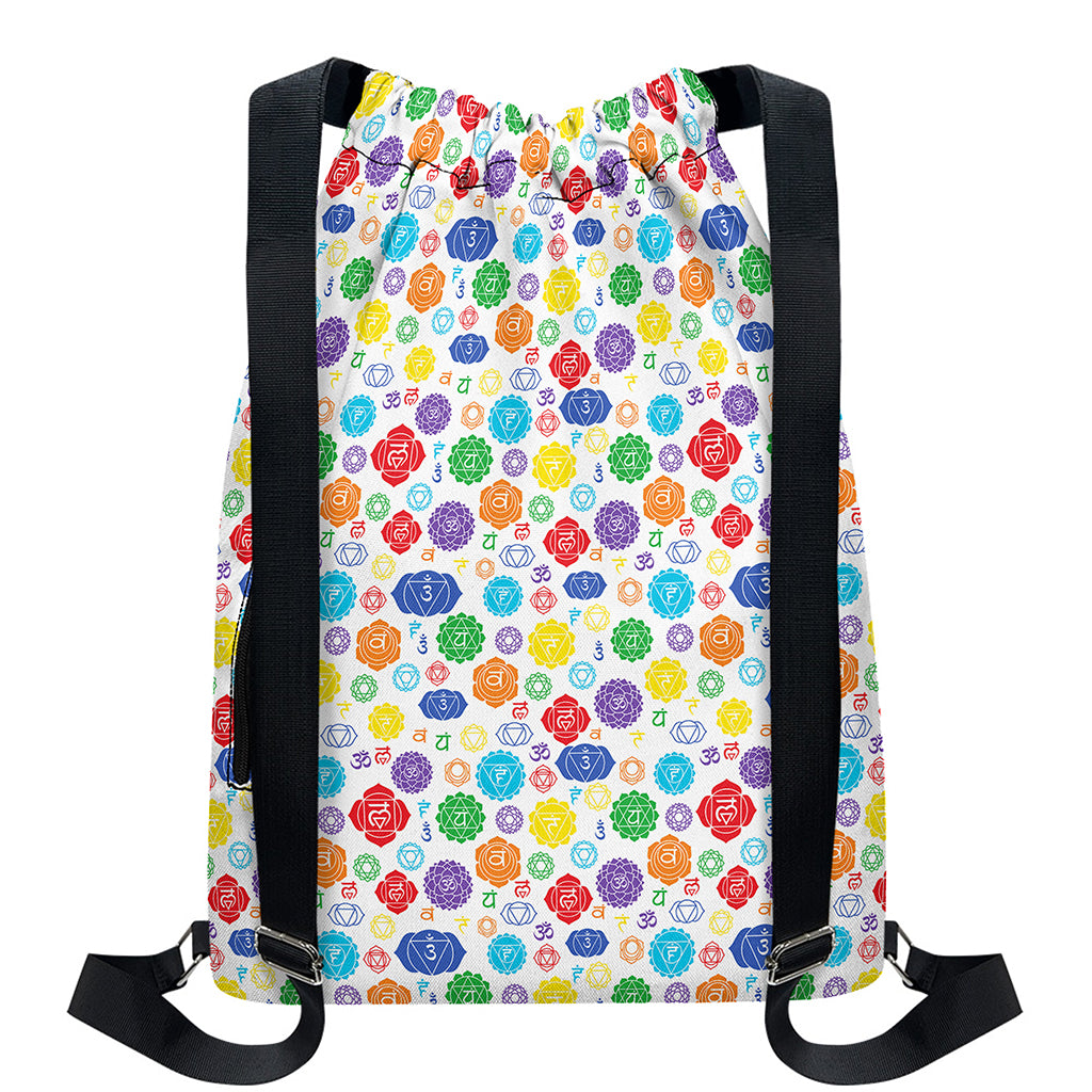 Seven Chakra Symbols Pattern Print Drawstring Backpack