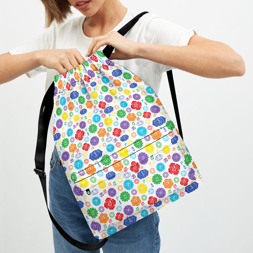 Seven Chakra Symbols Pattern Print Drawstring Backpack