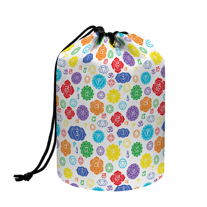 Seven Chakra Symbols Pattern Print Drawstring Makeup Bag