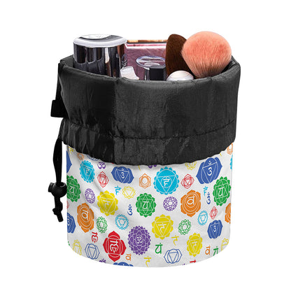 Seven Chakra Symbols Pattern Print Drawstring Makeup Bag
