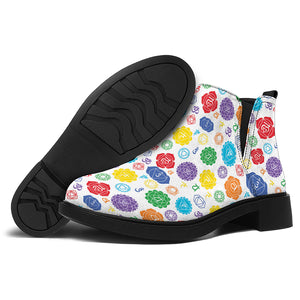 Seven Chakra Symbols Pattern Print Flat Ankle Boots