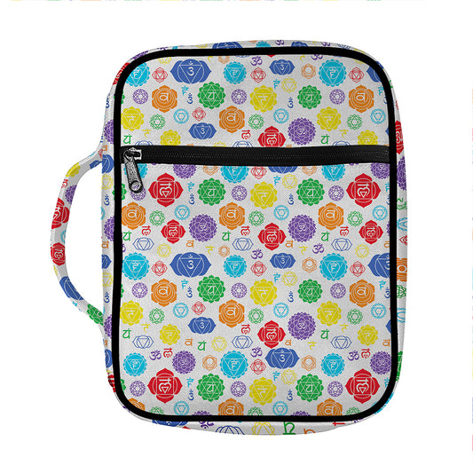 Seven Chakra Symbols Pattern Print Front Pocket Bible Bag