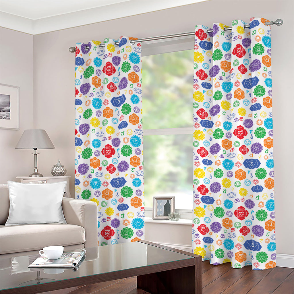 Seven Chakra Symbols Pattern Print Grommet Curtains