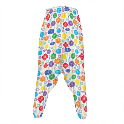 Seven Chakra Symbols Pattern Print Hammer Pants