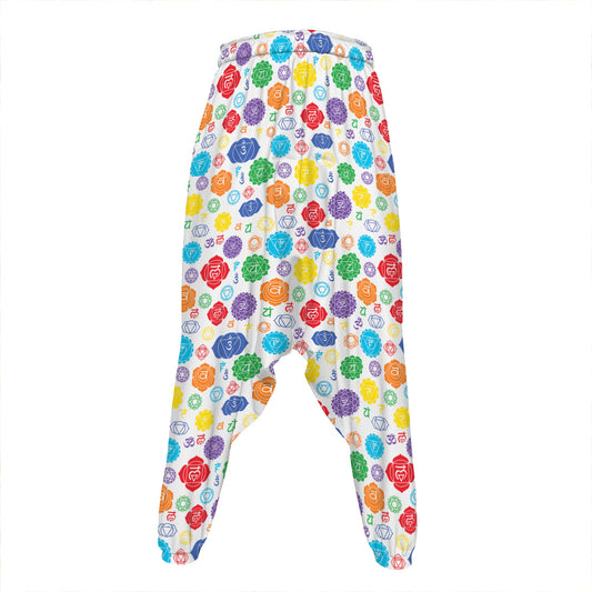 Seven Chakra Symbols Pattern Print Hammer Pants