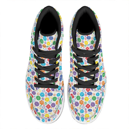 Seven Chakra Symbols Pattern Print High Top Leather Sneakers