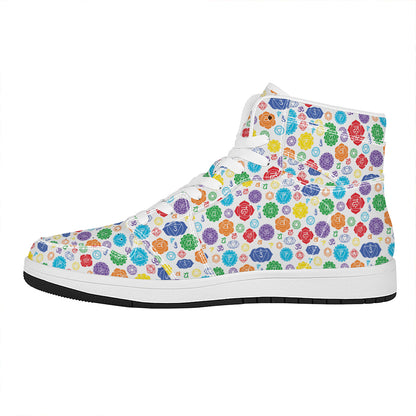 Seven Chakra Symbols Pattern Print High Top Leather Sneakers