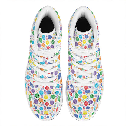 Seven Chakra Symbols Pattern Print High Top Leather Sneakers