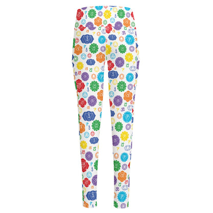 Seven Chakra Symbols Pattern Print High-Waisted Pocket Leggings