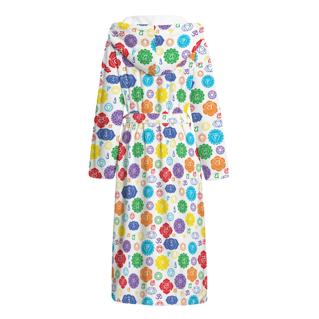 Seven Chakra Symbols Pattern Print Hooded Bathrobe