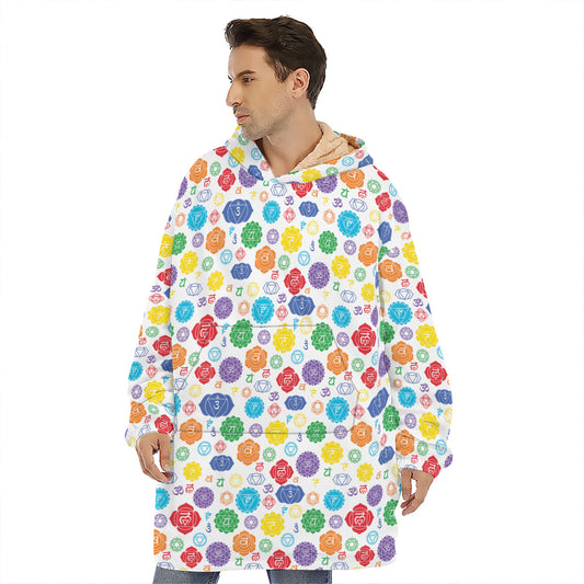 Seven Chakra Symbols Pattern Print Hoodie Blanket