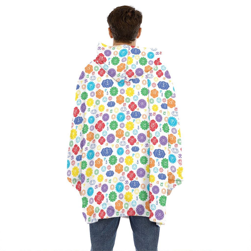 Seven Chakra Symbols Pattern Print Hoodie Blanket