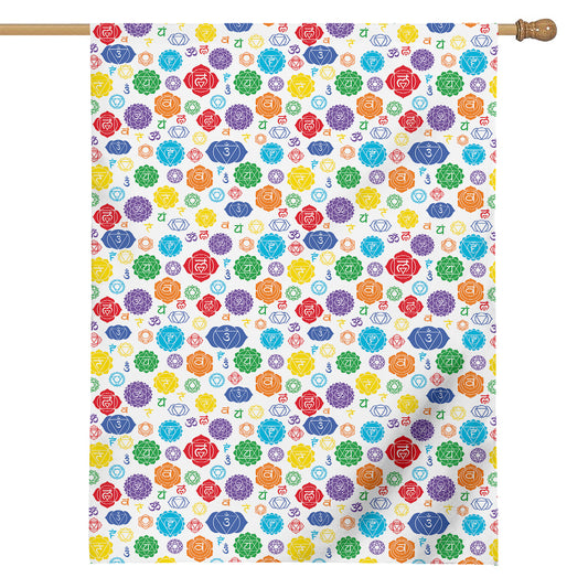 Seven Chakra Symbols Pattern Print House Flag