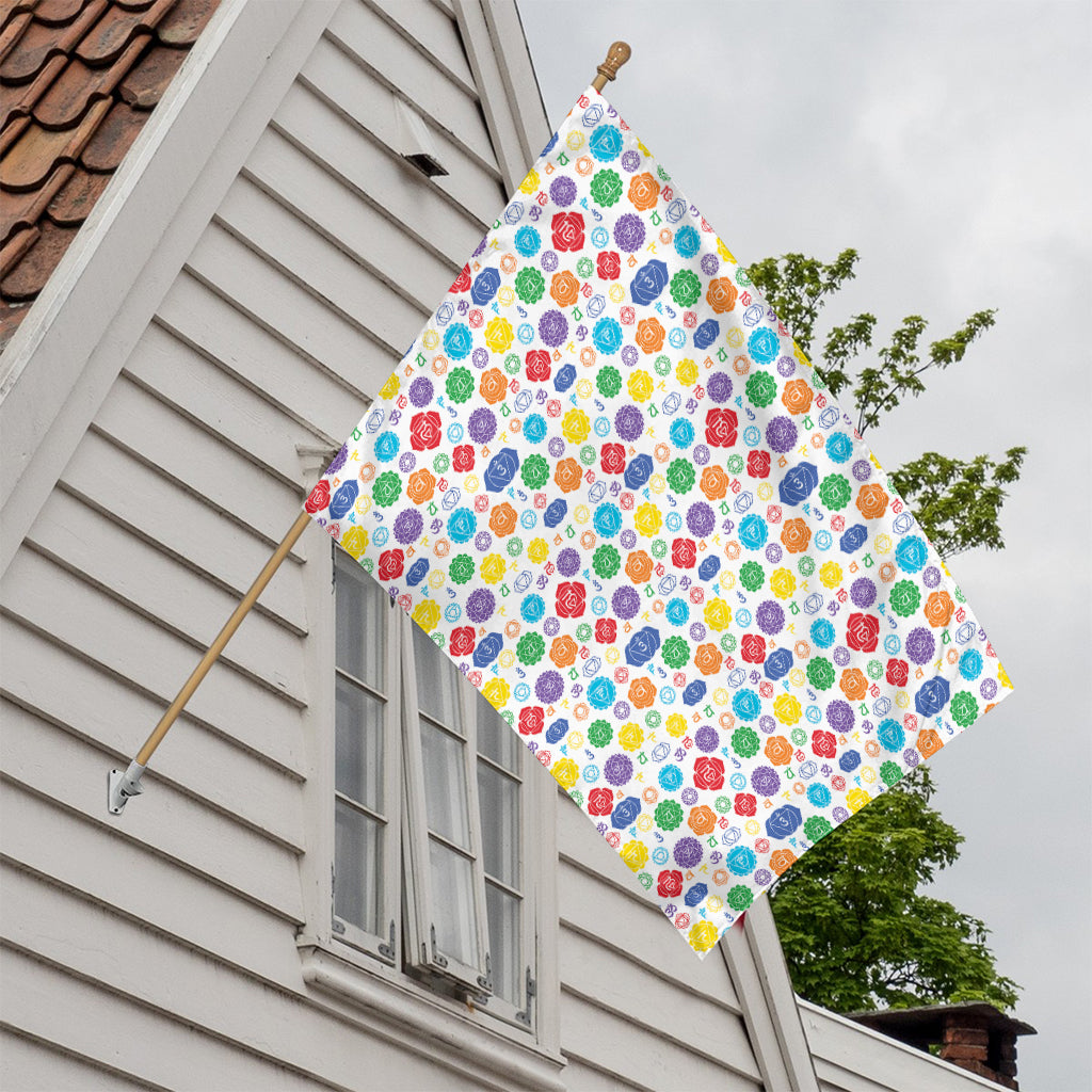 Seven Chakra Symbols Pattern Print House Flag