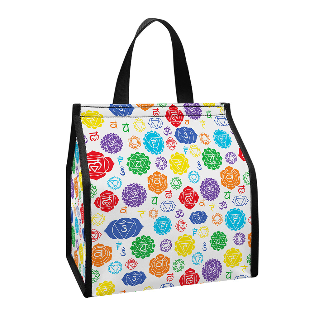 Seven Chakra Symbols Pattern Print Insulated Lunch Tote