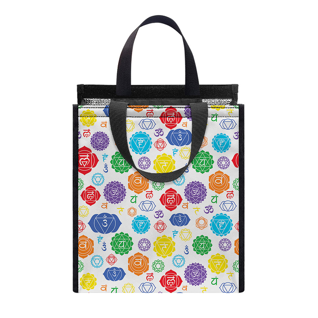 Seven Chakra Symbols Pattern Print Insulated Lunch Tote